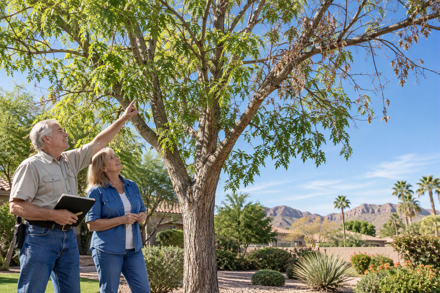 Diagnosing ash tree disease in Mesa Arizona by Warner's Tree Surgery